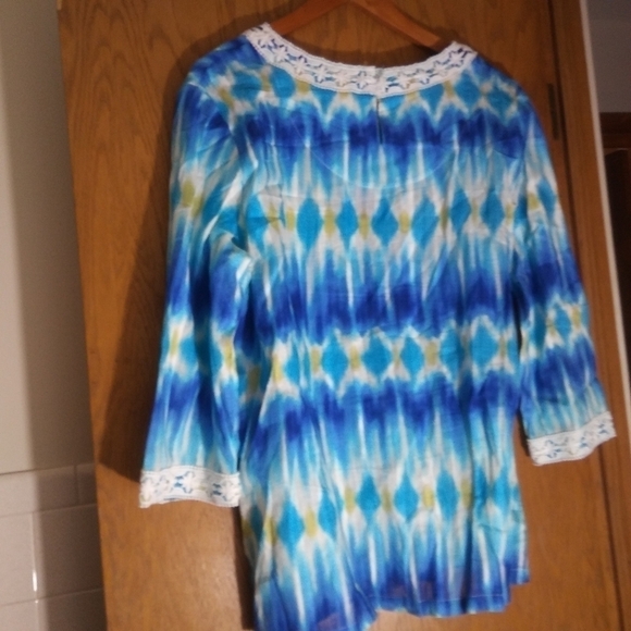 ALFRED Dunner Blue Tie Dye Tunic Blouse 18 Pre-owned - Picture 4 of 10
